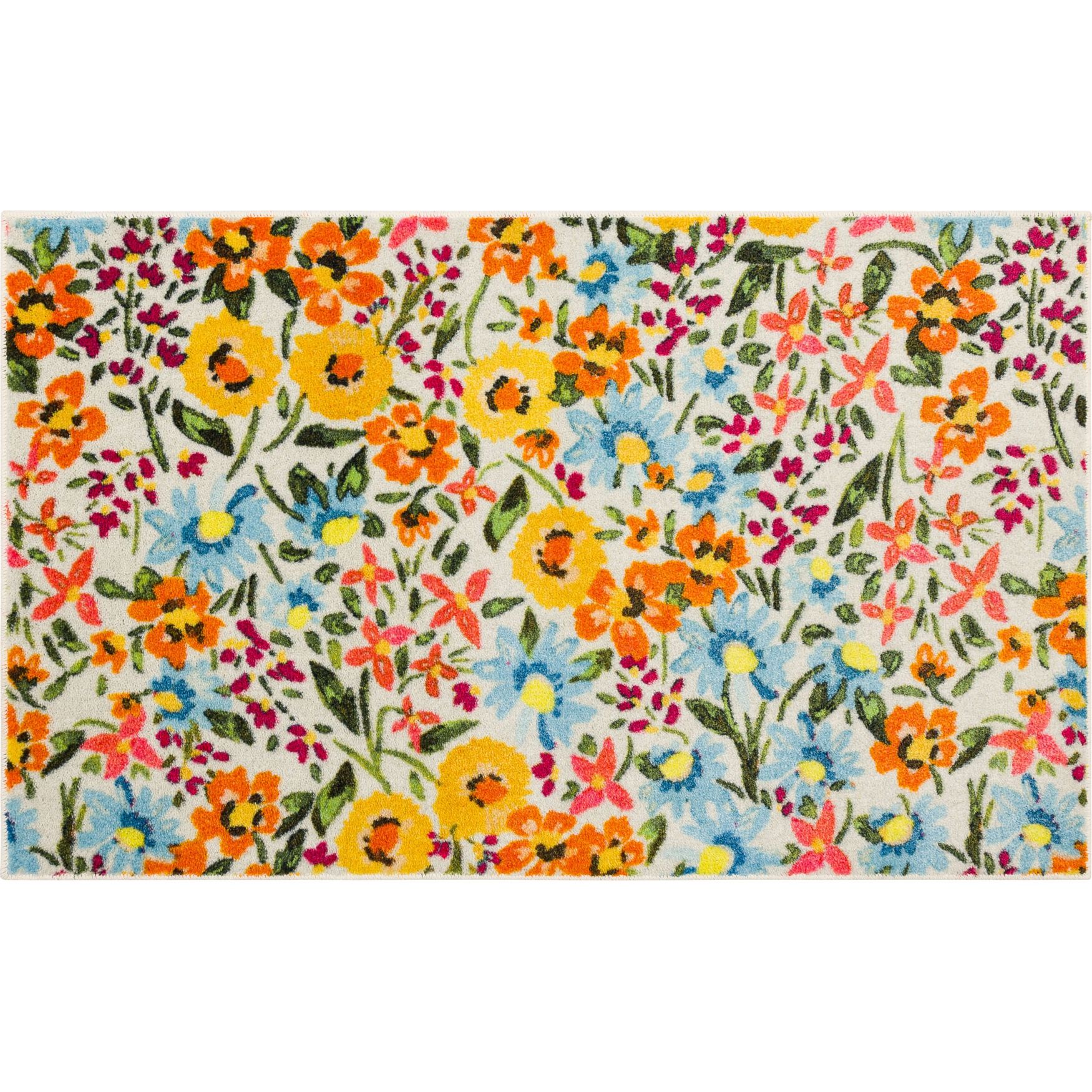 Simple Flower Field Kitchen Rug, Multi | Brylane Home