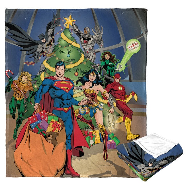 Wb Dc Justice League Holiday Team Work Silk Touch Throw, O, hi-res image number null