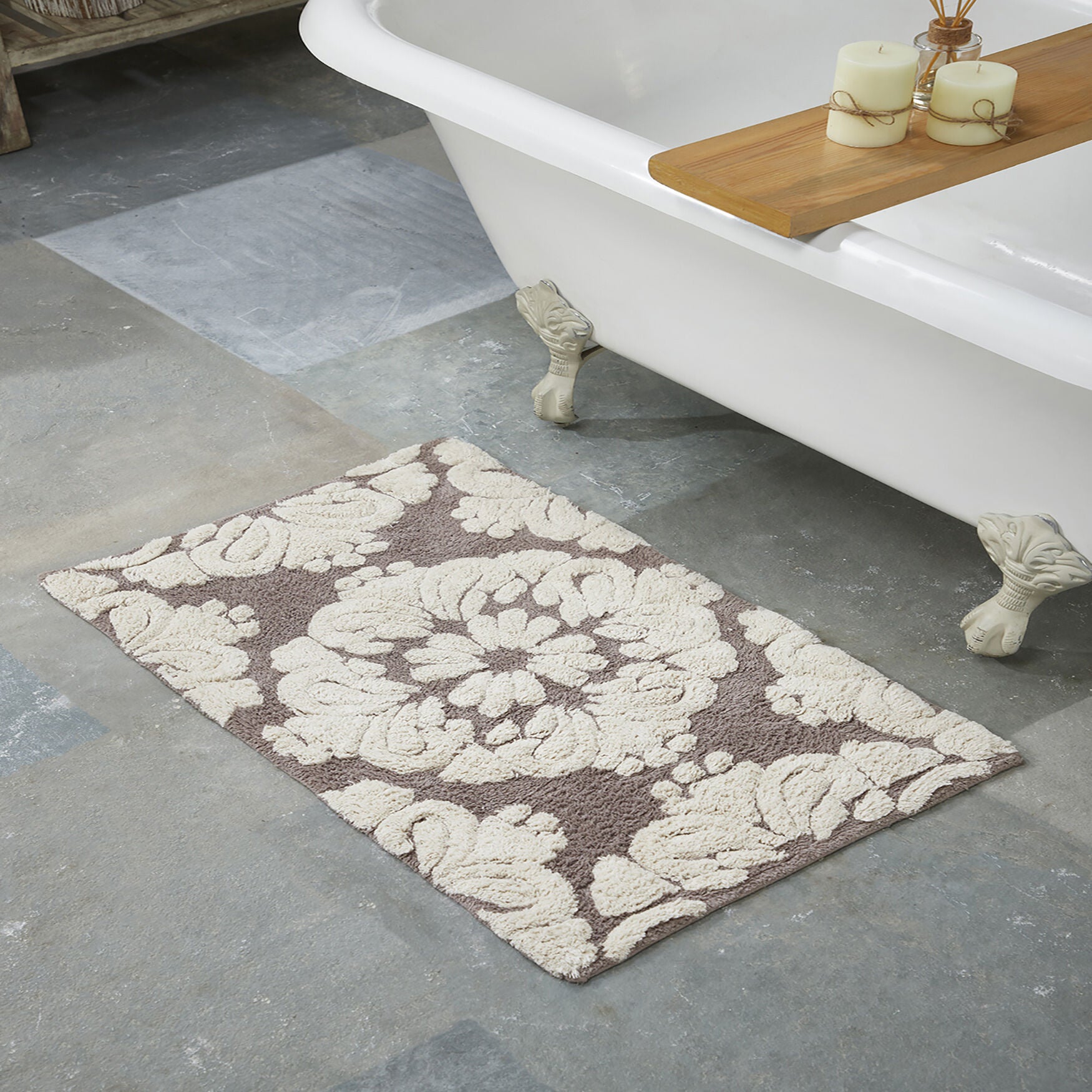 Medallion Collection 100% Cotton 17 inches X 24 inches Rectangle Bath Rug, BEIGE NATURAL, hi-res image number 0