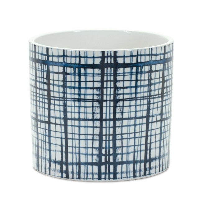 Criss Cross Pattern Planter (Set of 2), WHITE/BLUE, alternate image number null
