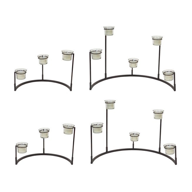 Multi-Level Votive Candle Holder Stand (Set of 4) 12 inchesH, 8.25 inchesH Metal/Glass, BLACK, hi-res image number null