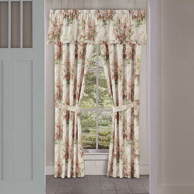 Estelle Coral 84 Inch Window Panel Pair, CORAL, hi-res image number null