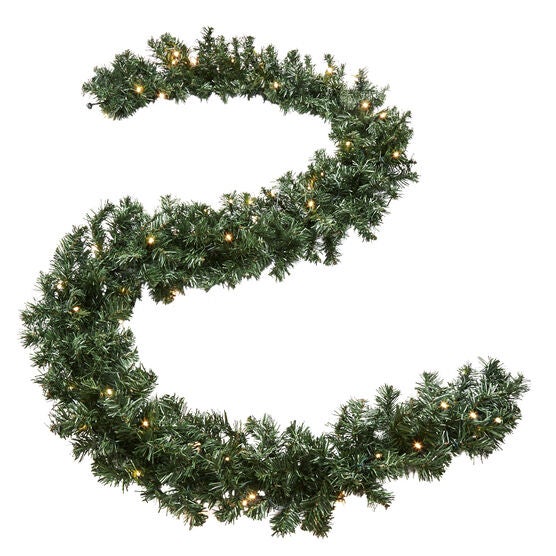 Cordless Battery-Operated LED 9' Pine Garland , GREEN Cordless Battery-Operated LED 9' Pine Garland , GREEN