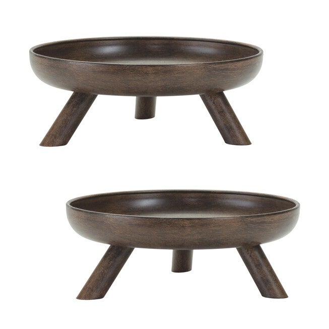 Bowl w/Legs (Set of 2) 7.75 inchesD x 3 inchesH Metal, BROWN, hi-res image number null