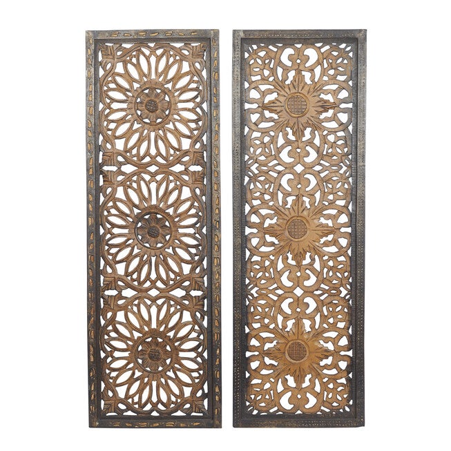 Set Of 2 Brown Wood Traditional Wall Décor, BROWN, hi-res image number 0