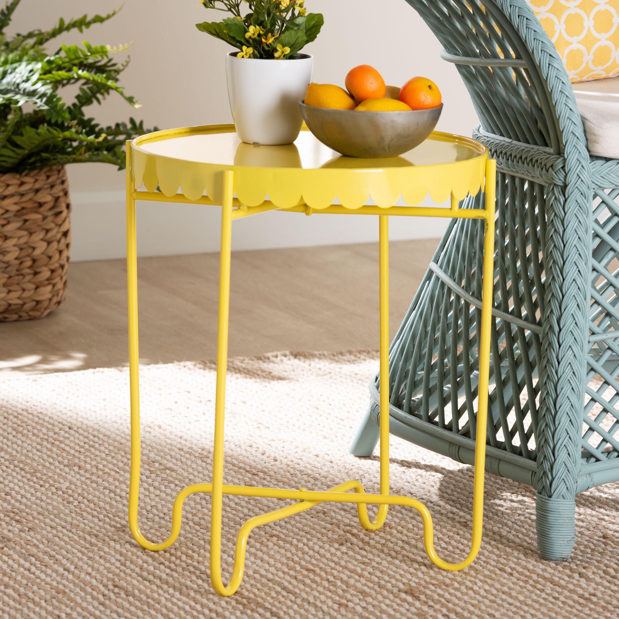 Laverne White Metal Side Table, YELLOW, hi-res image number 0