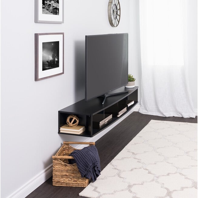 70 inches Wide Wall Mounted TV Stand, Black, , alternate image number null