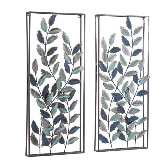 Set Of 2 Black Metal Traditional Floral Wall Decor, , alternate image number null