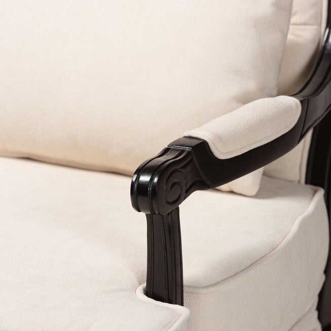 Dion Traditional French Cream Fabric And Wenge Brown Finished Wood Accent Chair, , alternate image number 5