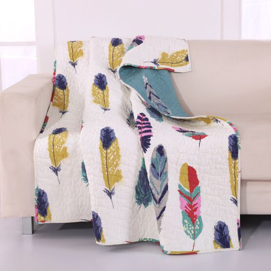 Dream Catcher Quilted Throw Blanket, TEAL, hi-res image number null