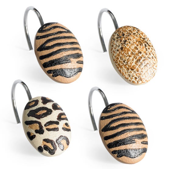 Gazelle Shower Curtain Hooks, MULTI
