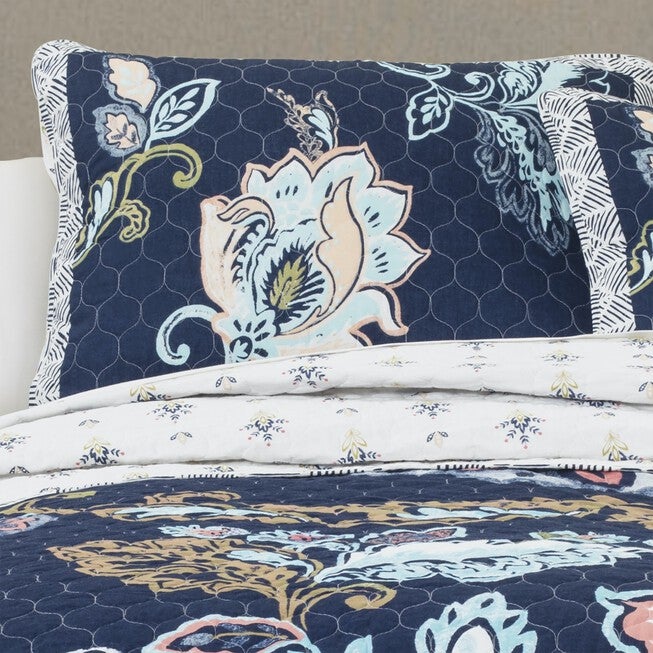 Lush Décor Aster Quilt Navy 3Pc Set, , on-hover image number 1