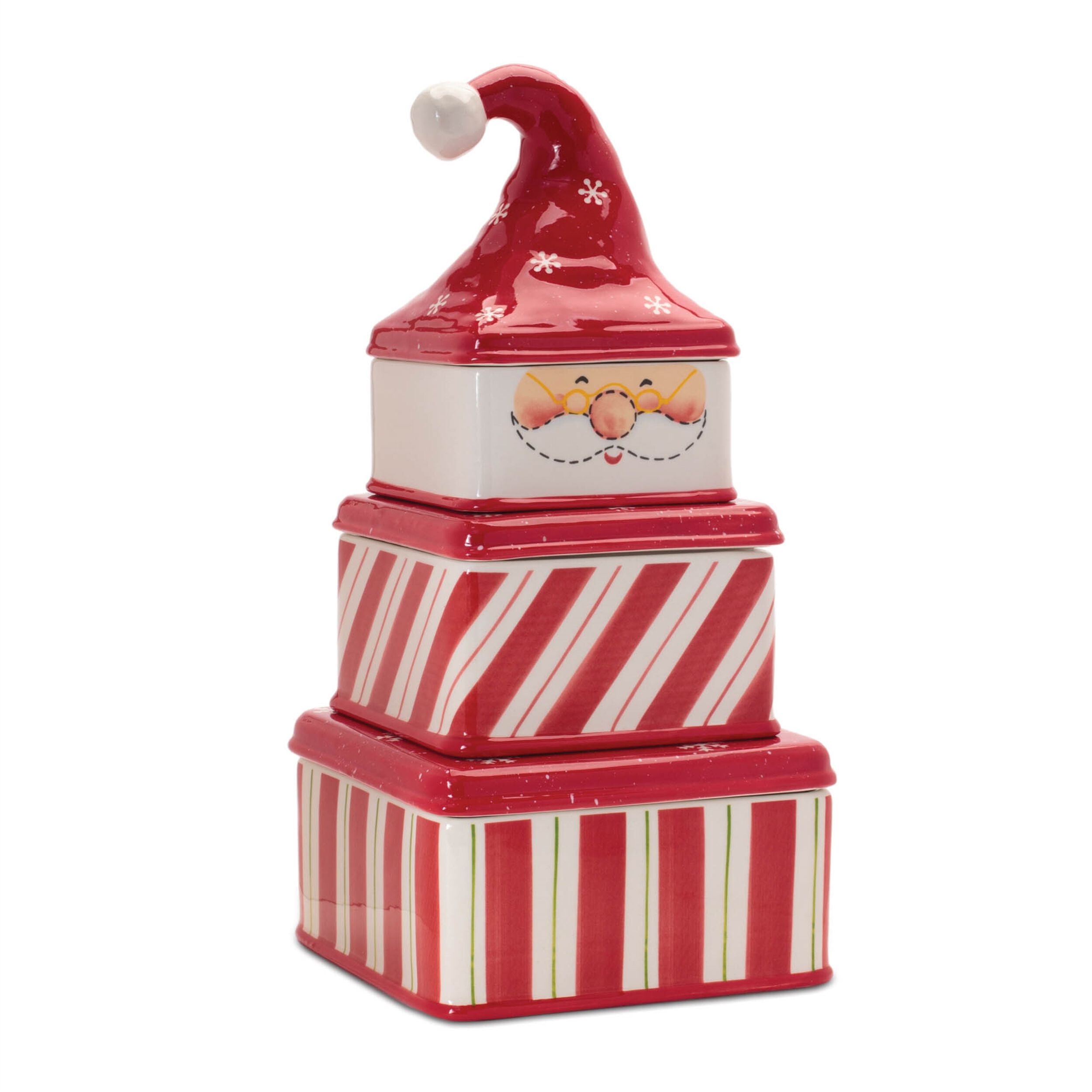 Ceramic Stacking Santa Character (Set of 3), RED WHITE, alternate image number 2