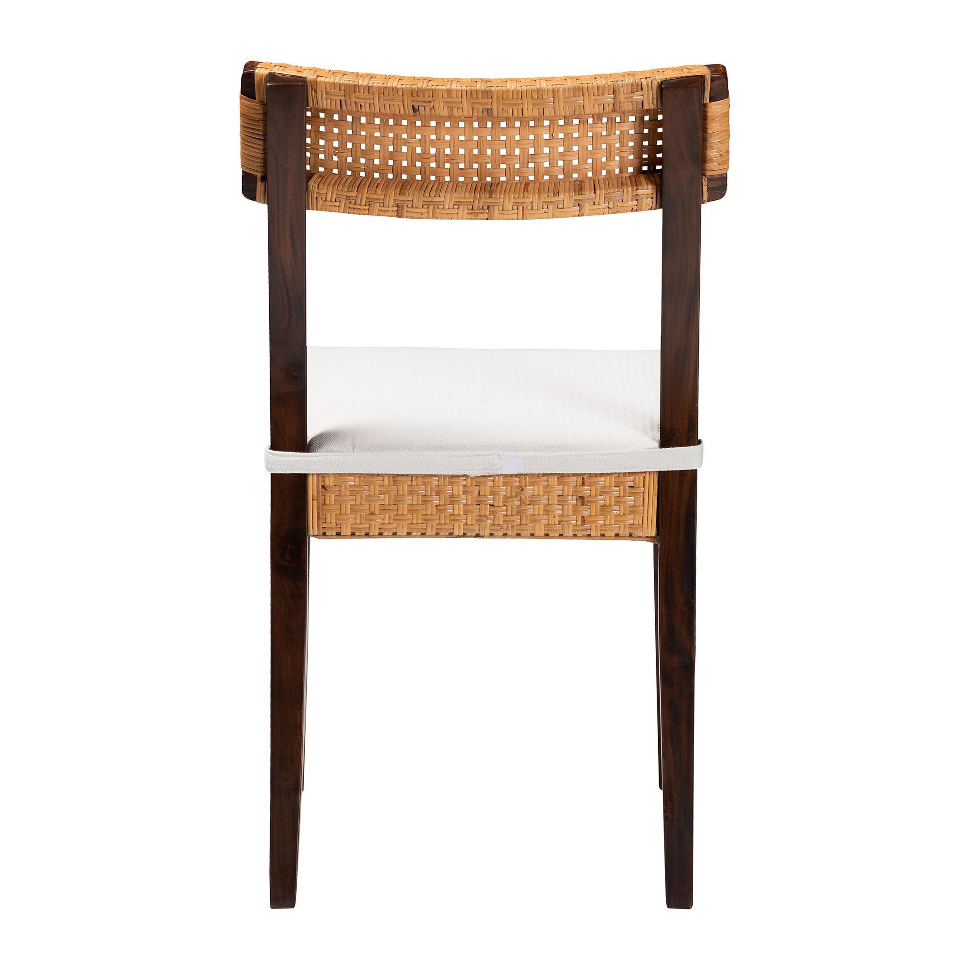 Zaila Bohemian Light Honey Rattan and Dark Brown Wood Dining Chair, HONEY, alternate image number 4