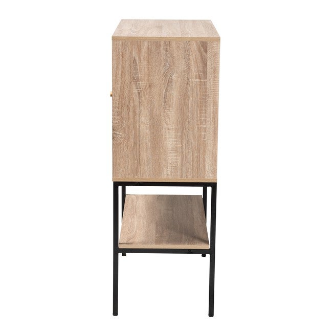 Asher Modern Industrial Natural Brown Finished Wood And Black Metal 2-Door Sideboard, , alternate image number 3