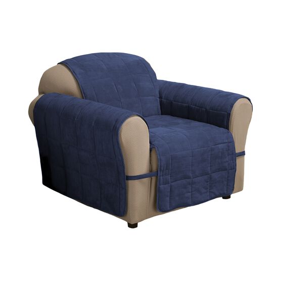 Ultimate Faux Suede Chair Furniture Slipcover, NAVY, hi-res image number null