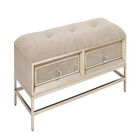 Beige Linen and Metal Contemporary Bench, 19x43x16, , on-hover image number null