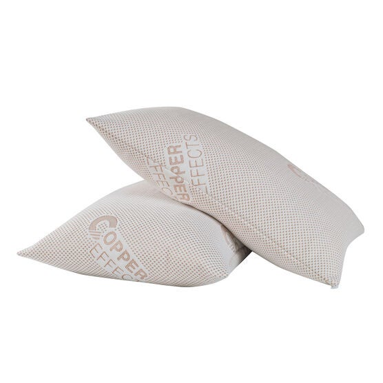 All-In-One Copper Effects Antimicrobial Pillow Protector 2-Pack, Standard/Queen, WHITE, hi-res image number null
