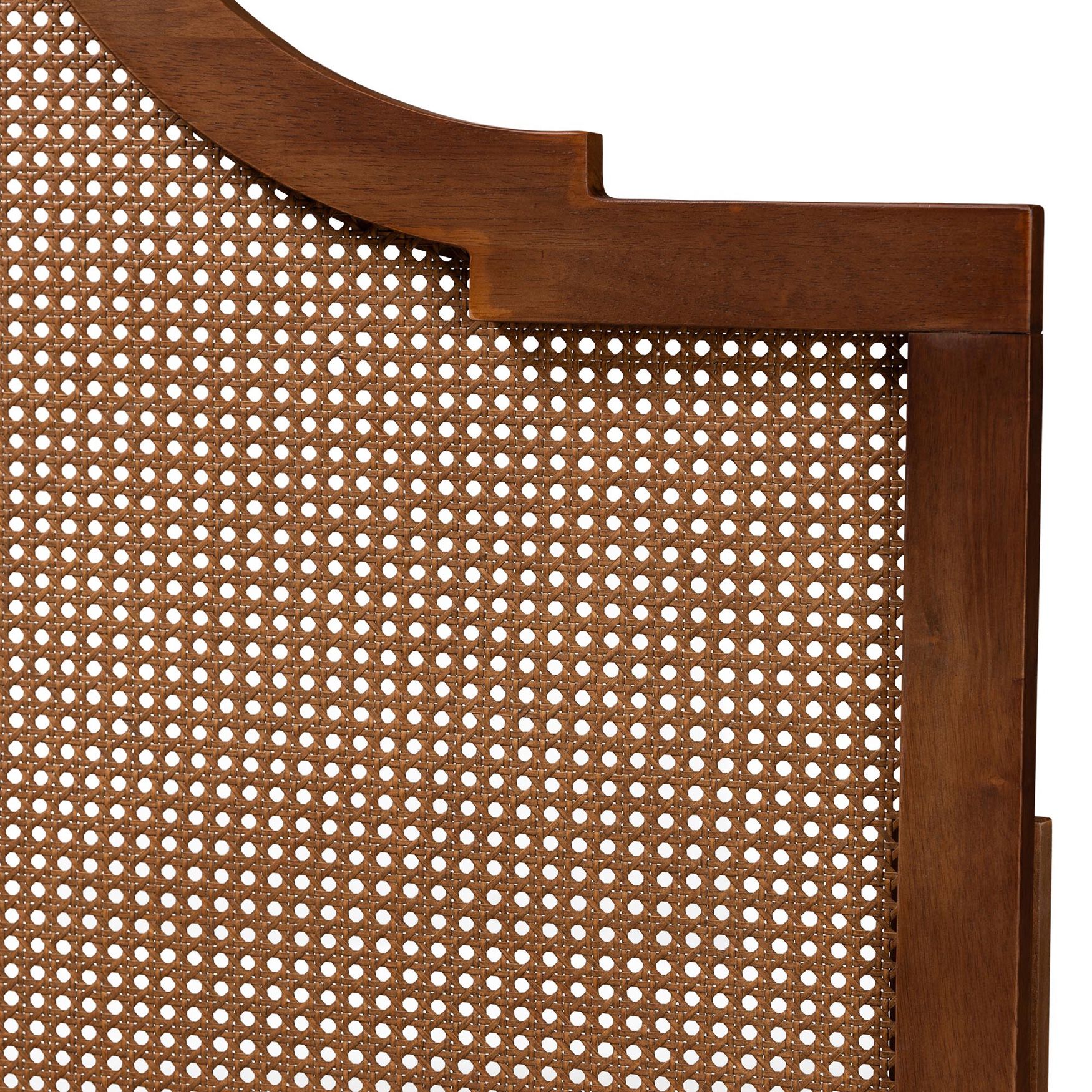 Risha Mid-Century Modern Ash Walnut Finished Wood And Rattan King Size Headboard, , alternate image number 2