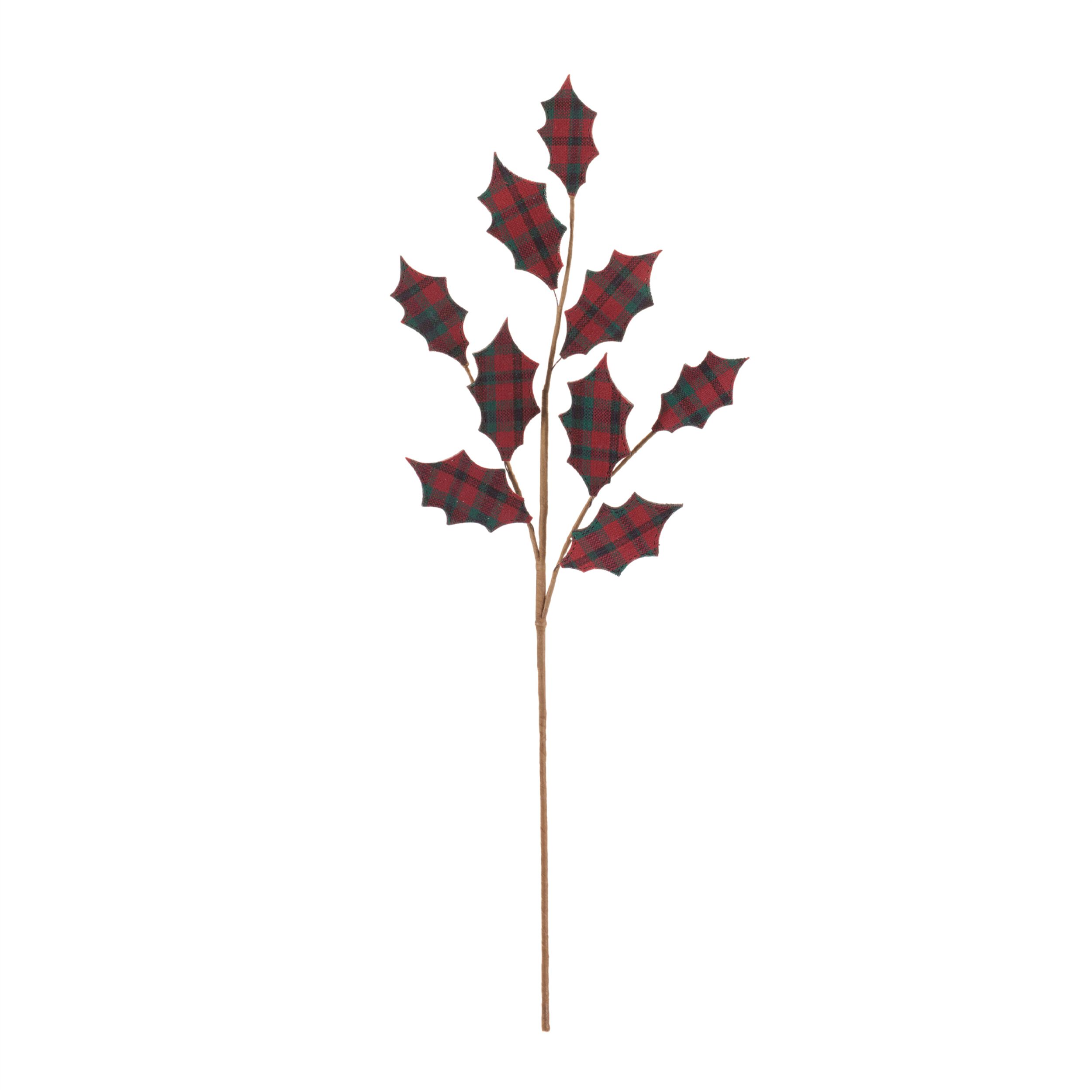 Plaid Holly Leaf Spray (Set of 4), RED GREEN, alternate image number 1