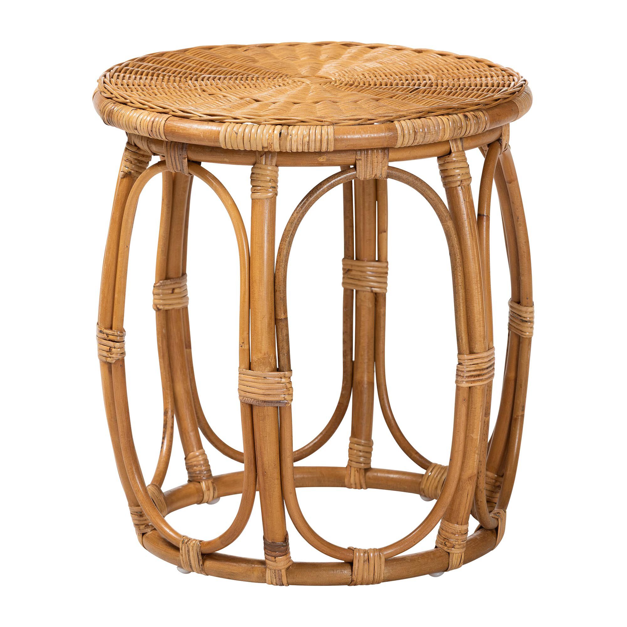 Jayana Natural Rattan Round End Table, LIGHT HONEY, alternate image number 1