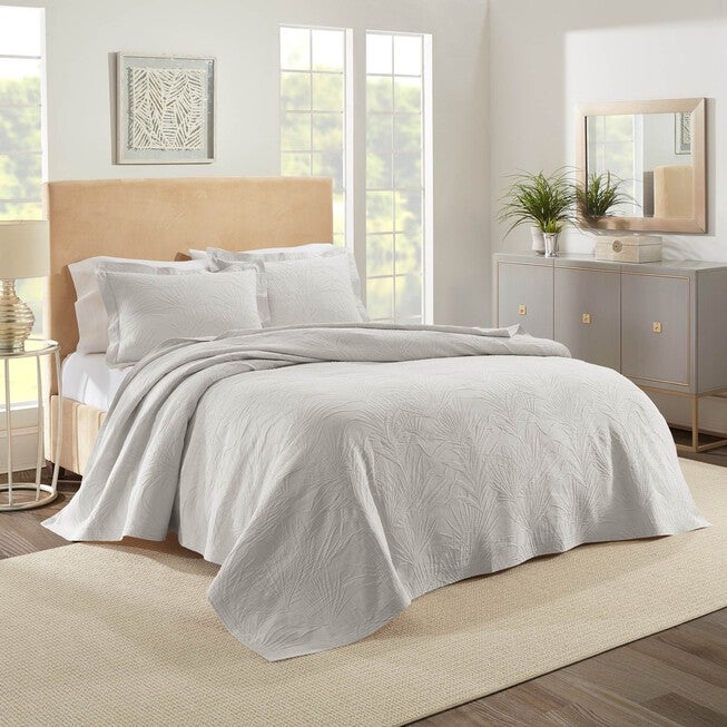 Ella European Matelassé Coverlet Set, GRAY, hi-res image number 0