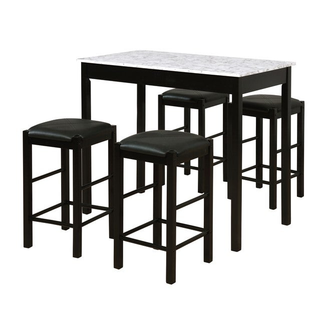 Lancer 5-Pc. Tavern Set Black Faux Marble, BLACK, hi-res image number null