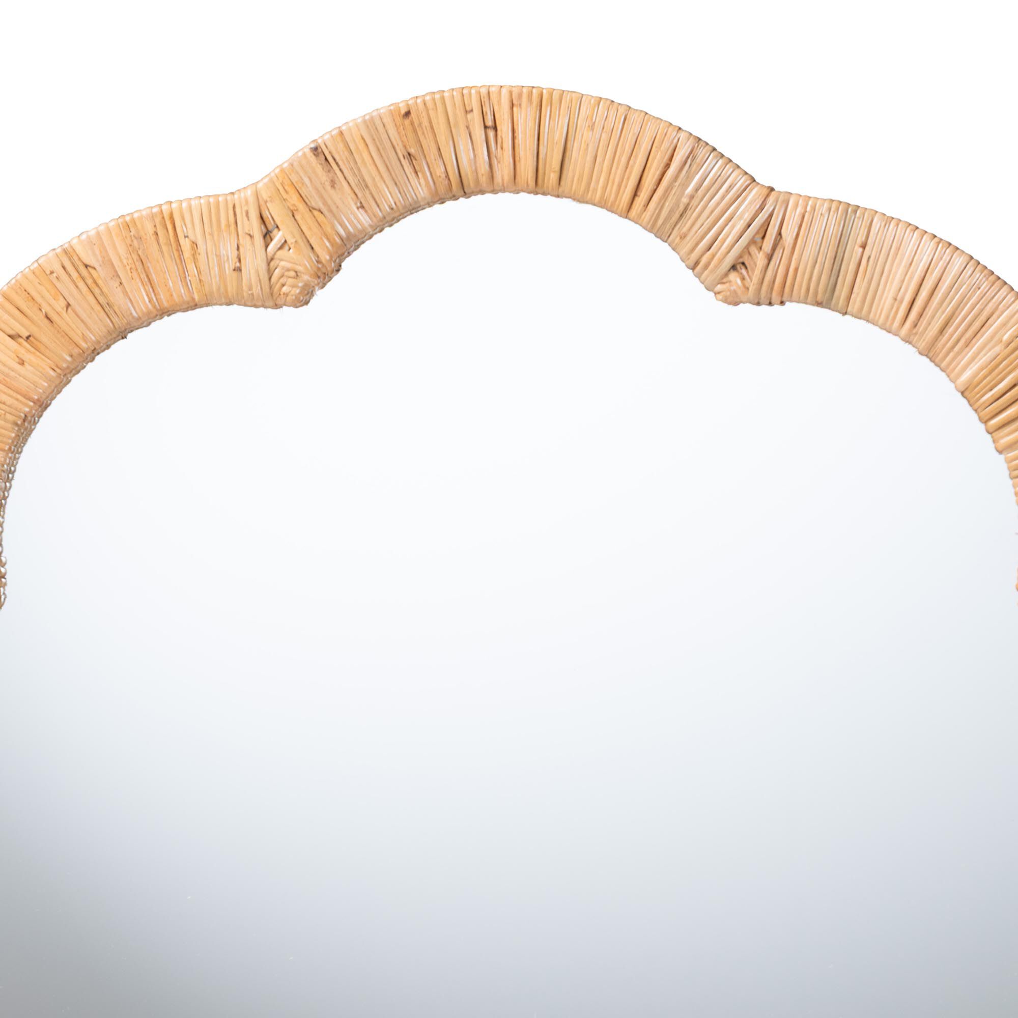 Akuna Scalloped Natural Rattan Wall Mirror, HONEY, alternate image number 3
