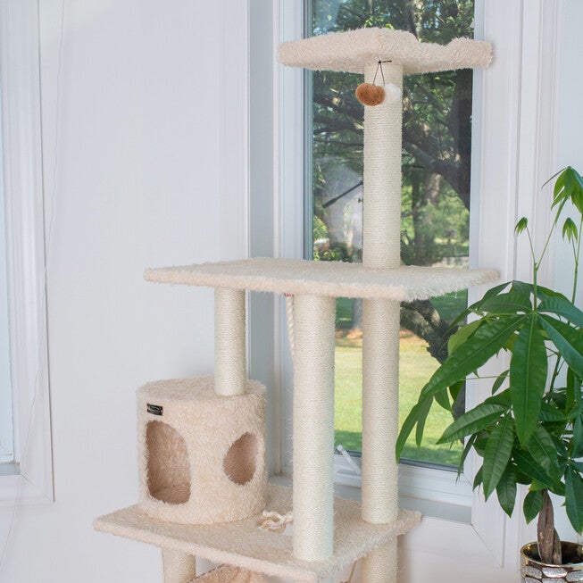 Real Wood 70 inches Ultra Thick Faux Fur Covered Cat Condo House, , alternate image number 2
