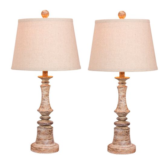 Cottage Antique Beige Resin 26.5" Table Lamp, Set 2, BEIGE, hi-res image number null