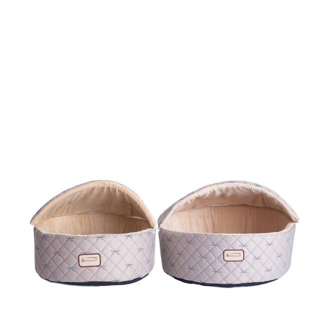Cuddle Cave Cat Bed With Detachable & Collasible Zipper Top, Medium, Pale Silver and Beige, , alternate image number 3