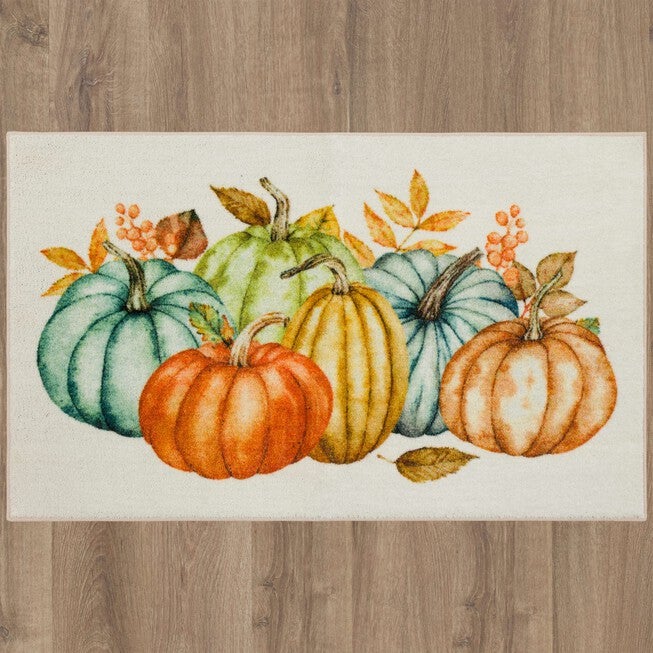 Fall Pumpkins Vintage Kitchen Rug, , alternate image number null