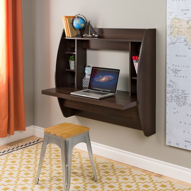 Floating Desk with Storage, ESPRESSO, hi-res image number null