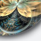 Symmetrical Blue Gold Fractal Flower Modern Wall Clock, , alternate image number null