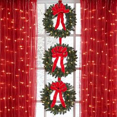 Christmas Light Displays Brylane Home Set Of 3 Cordless Pre Lit Mini Christmas Wreaths