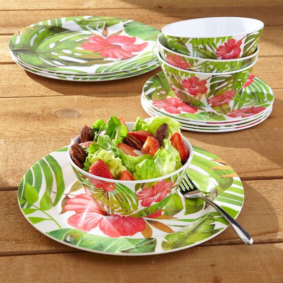 Hibiscus 12-Pc. Dinnerware Set, MULTI Hibiscus 12-Pc. Dinnerware Set, MULTI
