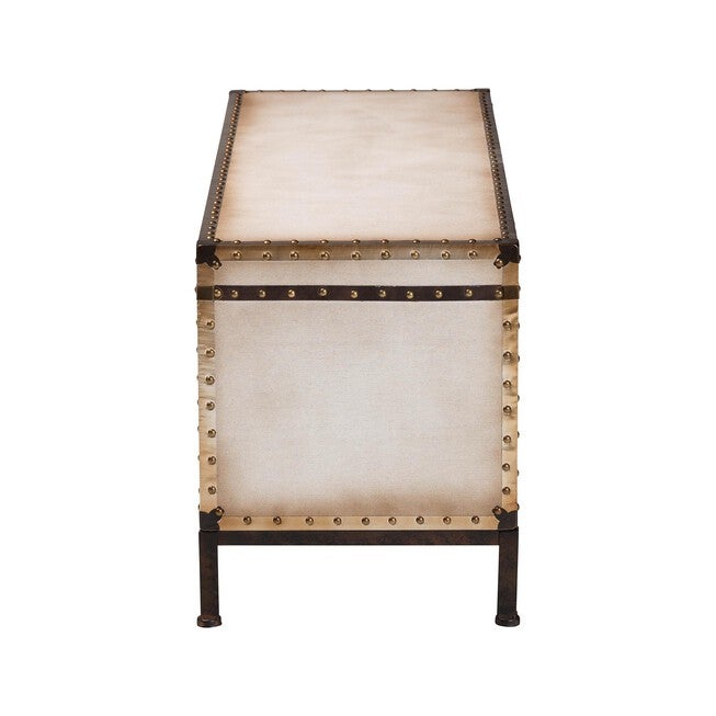 Heaton Vintage Weathered White Canvas 4-Drawer Storage Bench, BEIGE, alternate image number null