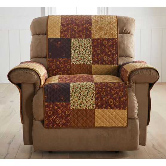 Printed Faux Patchwork Recliner Protector, BROWN GOLD
