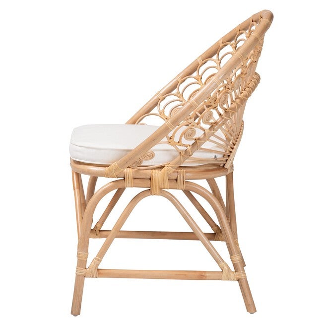 Abriella Modern Bohemian Natural Brown Rattan Peacock Accent Chair, , alternate image number null