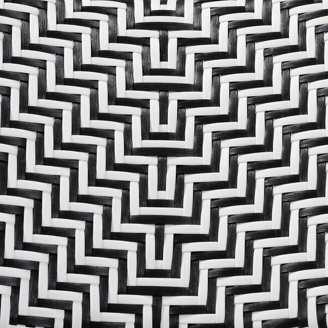 Wagner Modern French Black And White Weaving And Natural Rattan Bistro Chair, , alternate image number null