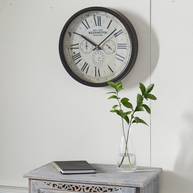 Brown Vintage Metal Wall Clock, , alternate image number 7