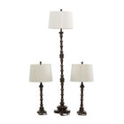 Set Of 3 Brown Polystone Traditional Floor Lamp, , on-hover image number null