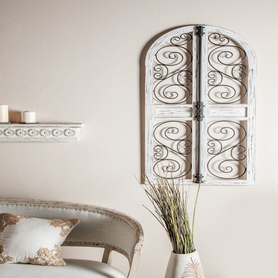 Grey Vintage Ornamental Wood Wall Décor, , alternate image number null