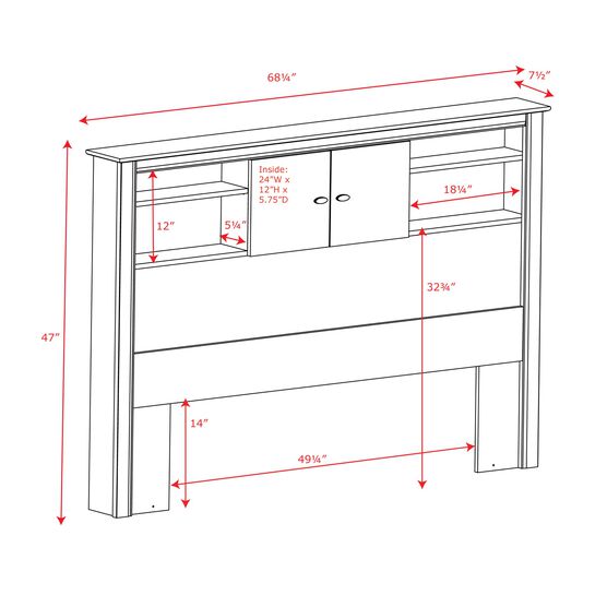 Black Full/Queen Kallisto Bookcase Headboard with Doors Brylane Home