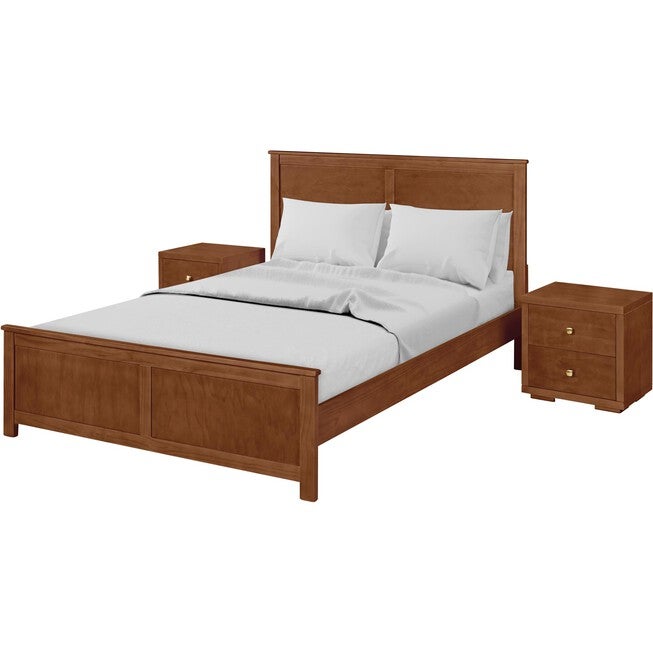 Winston Wooden Platform Bed in Cherry, King with 2 Nightstands, WALNUT, alternate image number 1