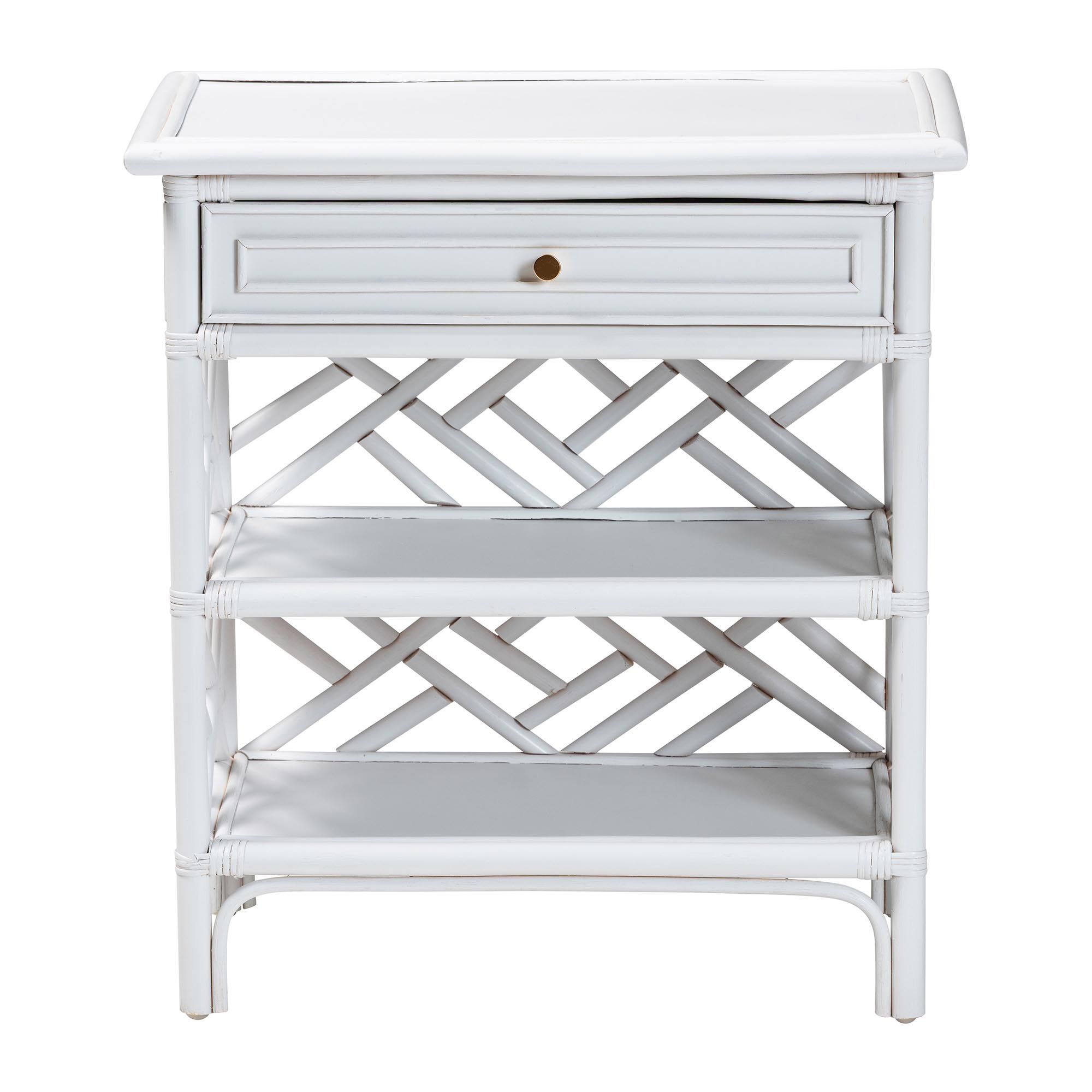 Tiaret Natural Rattan Nightstand, White, WHITE, alternate image number 3