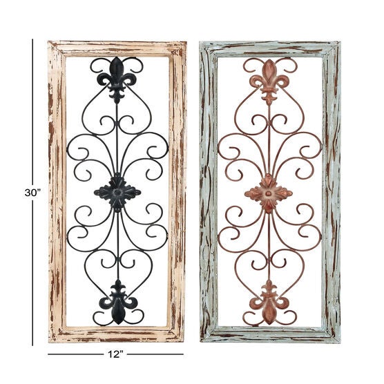 Set Of 2 Multi Colored Wood Rustic Wall Décor, , alternate image number null