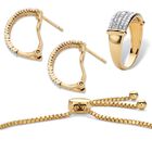18K Gold-Plated Diamond Accent Demi Hoop Earrings, Ring and Adjustable Bolo Bracelet Set 9", , on-hover image number 1