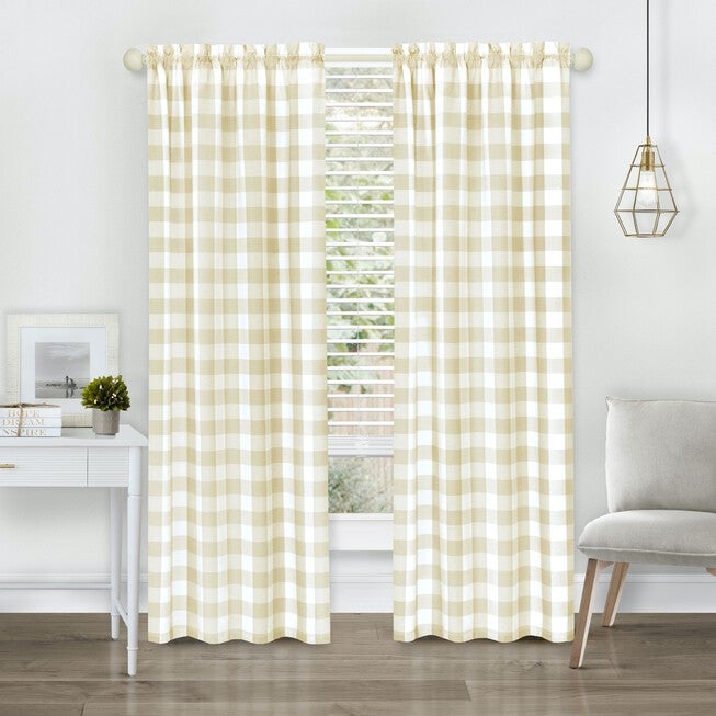 Hunter Rod Pocket Window Curtain Panel, TAN, hi-res image number 0