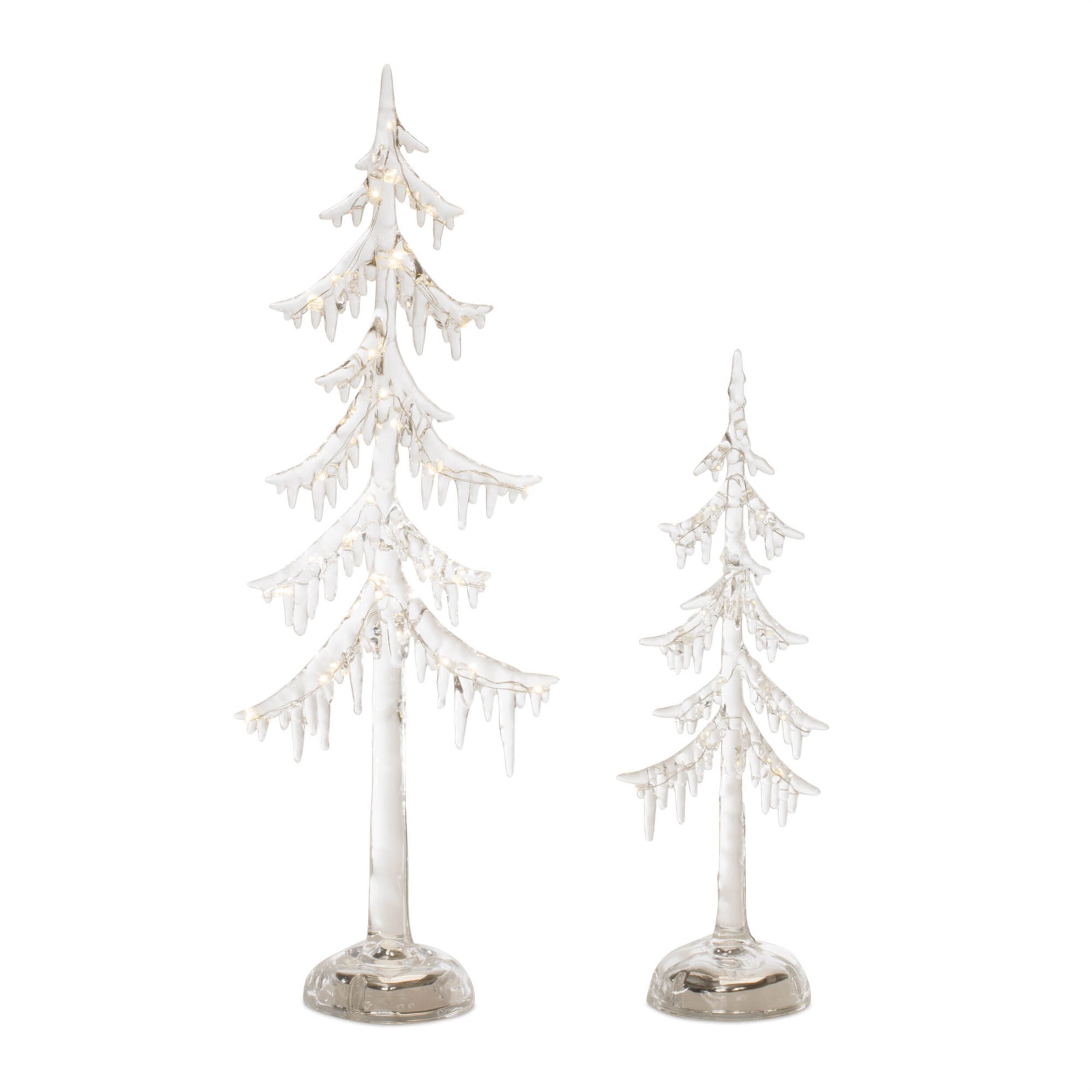 LED Acrylic Dripping Pine Tree (Set of 2), CLEAR, alternate image number 1